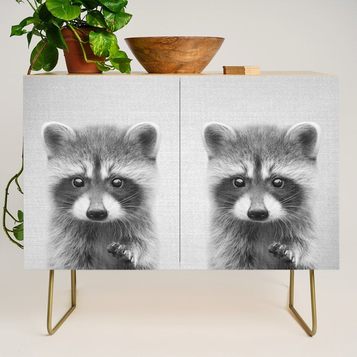 Raccoon - Black & White Credenza Gallery Image 1