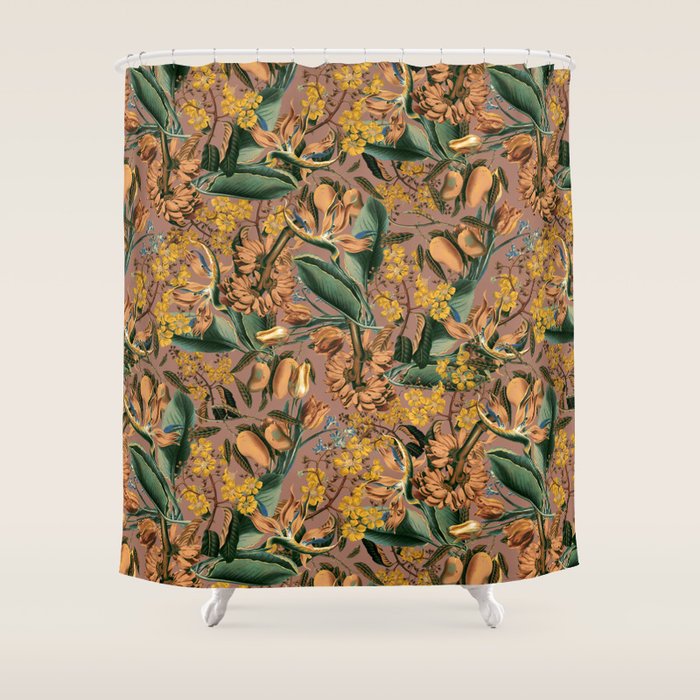 Banana and Leaf Pattern Shower Curtain Gallery Image 1