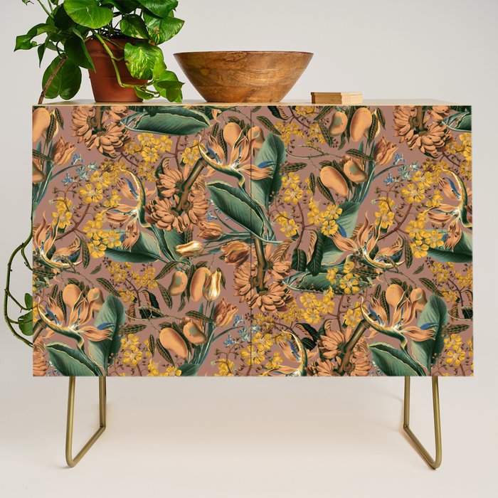 Banana and Leaf Pattern Credenza Gallery Image 1