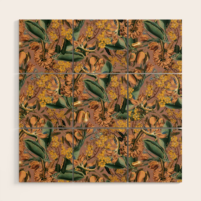 Banana and Leaf Pattern Wood Wall Art Gallery Image 1