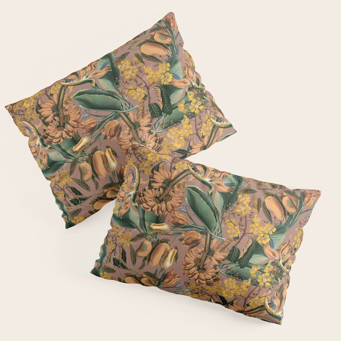 Banana and Leaf Pattern Pillow Sham Gallery Image 1
