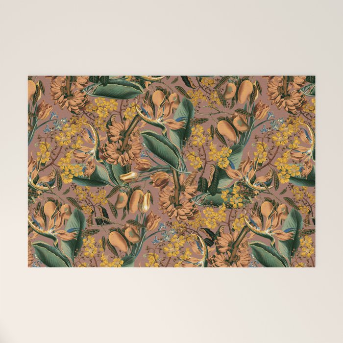 Banana and Leaf Pattern Welcome Mat Gallery Image 1