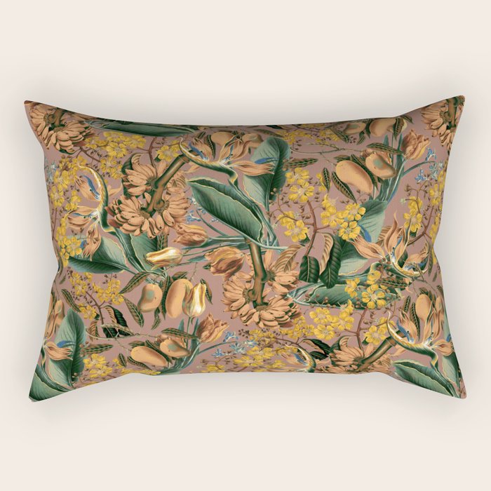 Banana and Leaf Pattern Rectangular Pillow Gallery Image 2