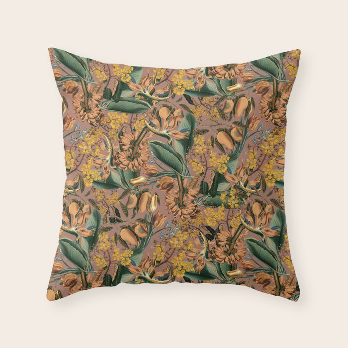 Banana and Leaf Pattern Throw Pillow Gallery Image 6