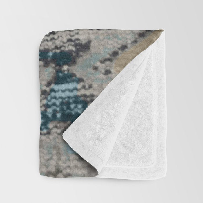 Aqua and Gray Vintage Kilim Square Throw Blanket Gallery Image 3