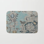 Aqua and Gray Vintage Kilim Square Bath Mat Gallery Image 1