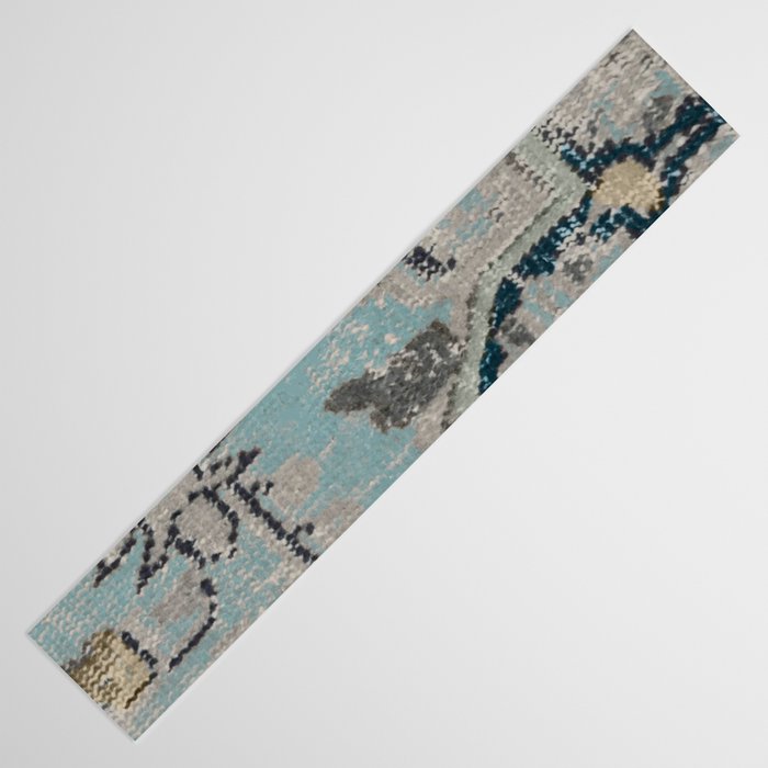 Aqua and Gray Vintage Kilim Square Table Runner Gallery Image 3
