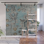 Aqua and Gray Vintage Kilim Square Wall Mural Gallery Image 1