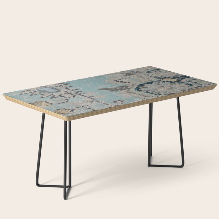 Aqua and Gray Vintage Kilim Square Coffee Table Gallery Image 1