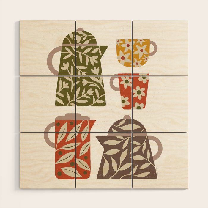 Buongiorno Retro Floral Coffee Wood Wall Art Gallery Image 1