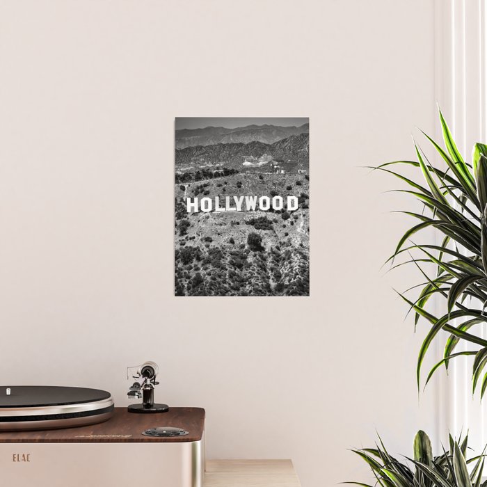 Hollywood Sign, Hollywood Hill, California landscape black and white photograph Poster Gallery Image 2