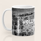 Hollywood Sign, Hollywood Hill, California landscape black and white photograph Coffee Mug Gallery Image 3