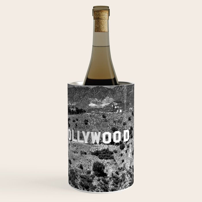 Hollywood Sign, Hollywood Hill, California landscape black and white photograph Wine Chiller Gallery Image 1