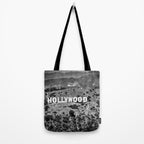 Hollywood Sign, Hollywood Hill, California landscape black and white photograph Tote Bag Gallery Image 2