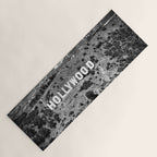 Hollywood Sign, Hollywood Hill, California landscape black and white photograph Yoga Mat Gallery Image 1