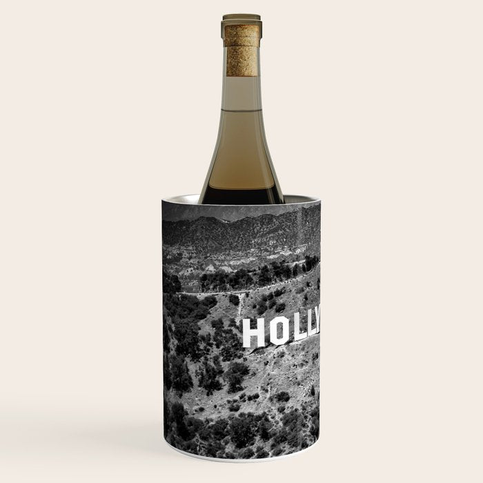 Hollywood Sign, Hollywood Hill, California landscape black and white photograph Wine Chiller Gallery Image 2