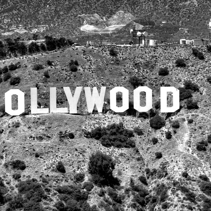 Hollywood Sign, Hollywood Hill, California landscape black and white photograph Coffee Mug Gallery Image 2