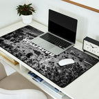 Hollywood Sign, Hollywood Hill, California landscape black and white photograph Desk Mat Gallery Image 2