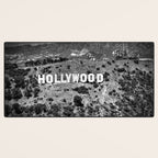 Hollywood Sign, Hollywood Hill, California landscape black and white photograph Desk Mat Gallery Image 3