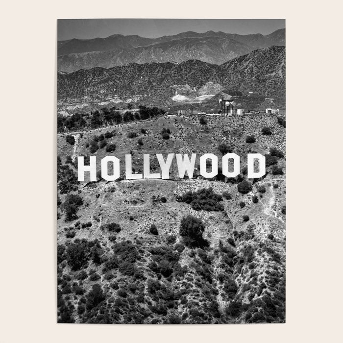 Hollywood Sign, Hollywood Hill, California landscape black and white photograph Poster Gallery Image 4