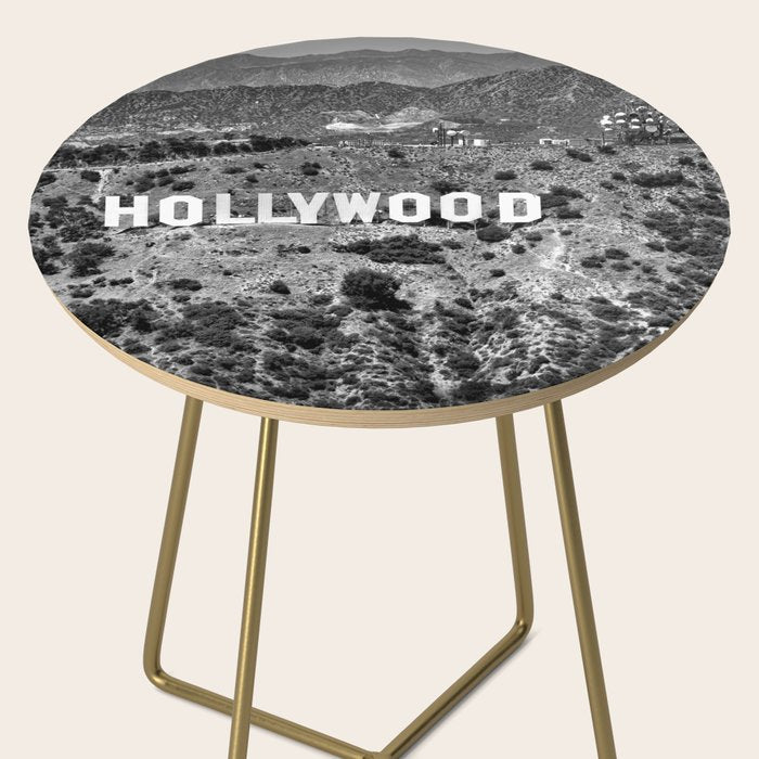 Hollywood Sign, Hollywood Hill, California landscape black and white photograph Side Table Gallery Image 2