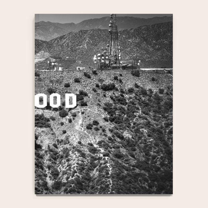Hollywood Sign, Hollywood Hill, California landscape black and white photograph Notebook Gallery Image 4