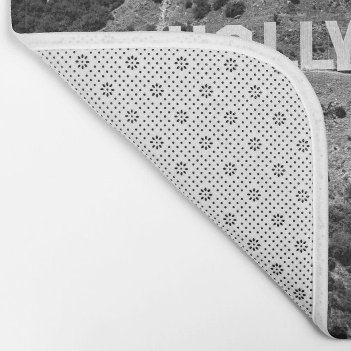 Hollywood Sign, Hollywood Hill, California landscape black and white photograph Bath Mat Gallery Image 2