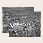 Hollywood Sign, Hollywood Hill, California landscape black and white photograph Placemat Gallery Image 1