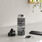 Hollywood Sign, Hollywood Hill, California landscape black and white photograph Water Bottle Gallery Image 4