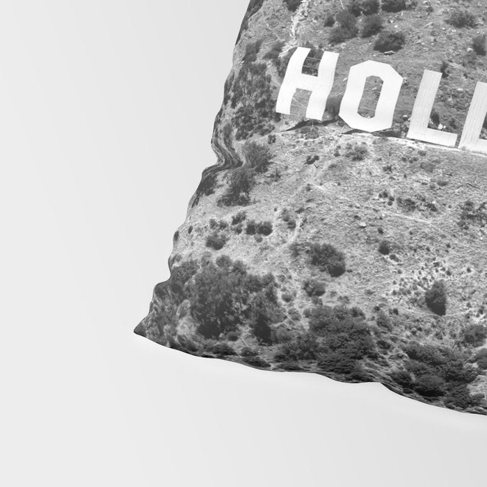 Hollywood Sign, Hollywood Hill, California landscape black and white photograph Pillow Sham Gallery Image 4