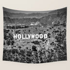 Hollywood Sign, Hollywood Hill, California landscape black and white photograph Wall Tapestry Gallery Image 4