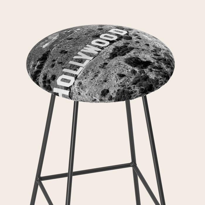 Hollywood Sign, Hollywood Hill, California landscape black and white photograph Stool Gallery Image 2