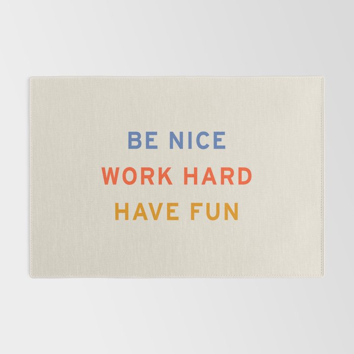 Be Nice, Work Hard, Have Fun | Retro Vintage Bauhaus Typography Rug Gallery Image 2