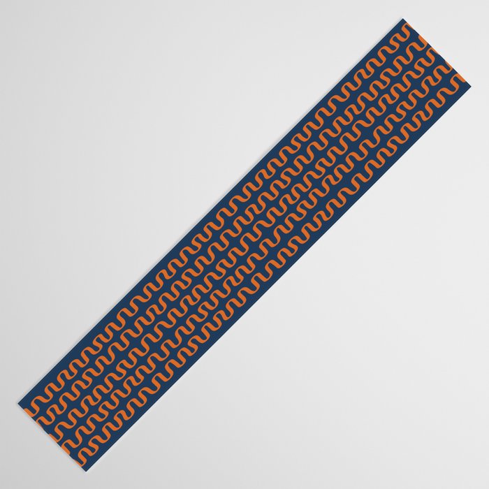 Abstract Shapes 268 in Navy Blue and Orange (Snake Pattern Abstraction) Table Runner Gallery Image 3