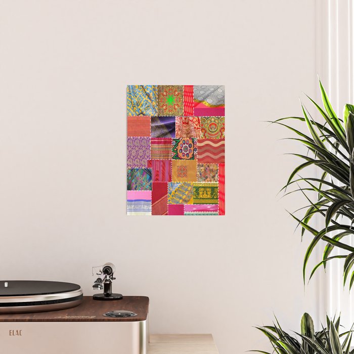 Boho Sari Patchwork Quilt Poster Gallery Image 2