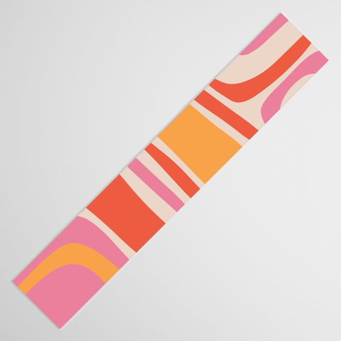 Palm Springs Retro Mid-Century Modern Abstract Minimalist Pattern Pink Orange Table Runner Gallery Image 3