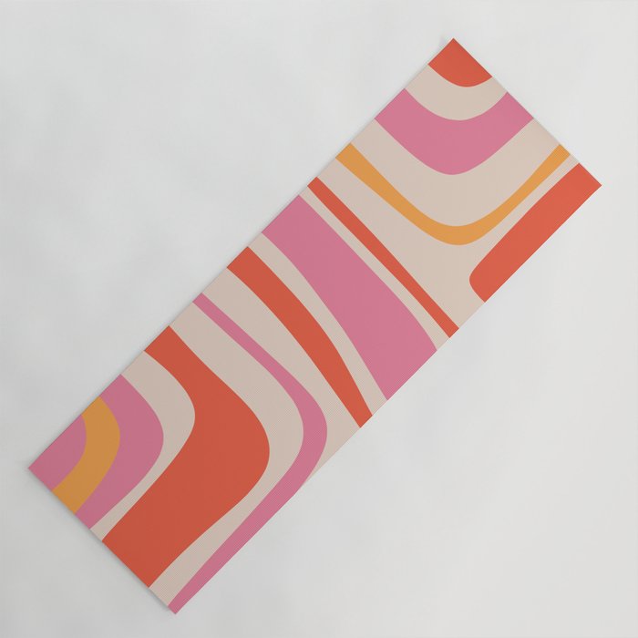 Palm Springs Retro Mid-Century Modern Abstract Minimalist Pattern Pink Orange Yoga Mat Gallery Image 1