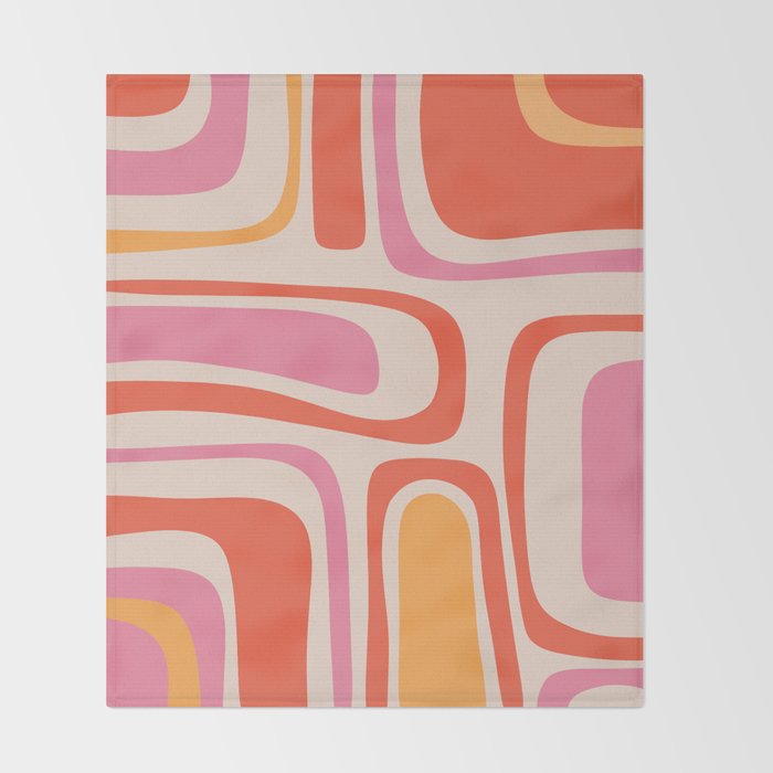 Palm Springs Retro Mid-Century Modern Abstract Minimalist Pattern Pink Orange Throw Blanket Gallery Image 2