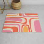 Palm Springs Retro Mid-Century Modern Abstract Minimalist Pattern Pink Orange Rug Gallery Image 1