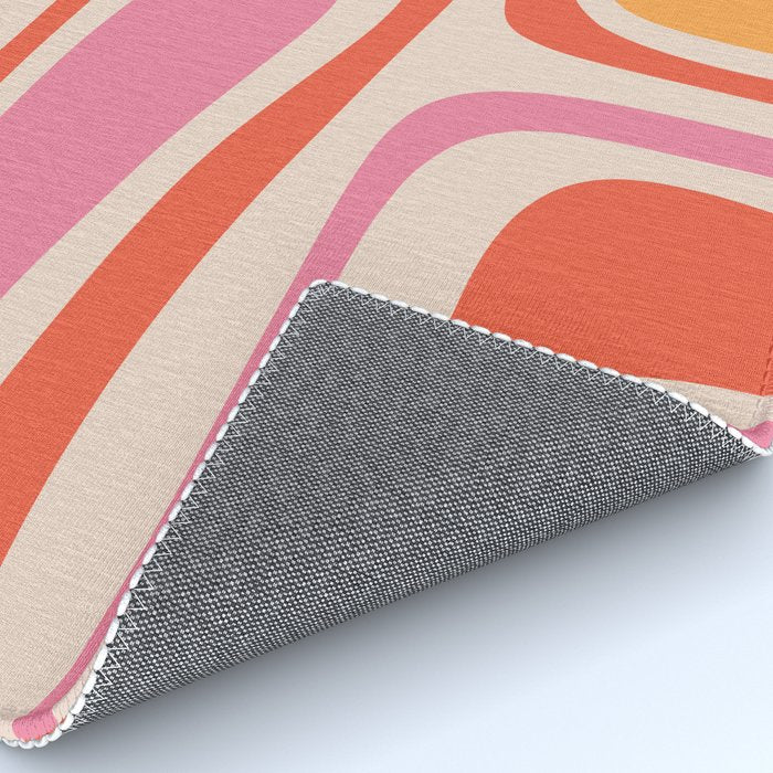 Palm Springs Retro Mid-Century Modern Abstract Minimalist Pattern Pink Orange Rug Gallery Image 4