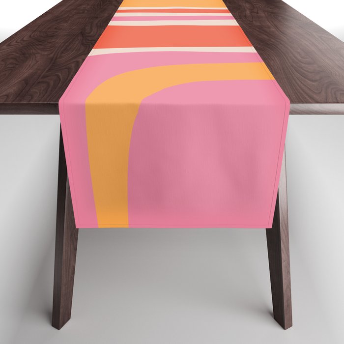 Palm Springs Retro Mid-Century Modern Abstract Minimalist Pattern Pink Orange Table Runner Gallery Image 1