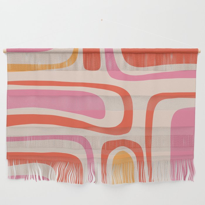 Palm Springs Retro Mid-Century Modern Abstract Minimalist Pattern Pink Orange Wall Hanging Gallery Image 1