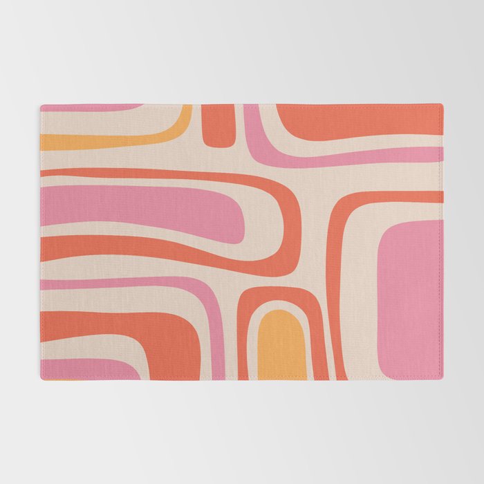 Palm Springs Retro Mid-Century Modern Abstract Minimalist Pattern Pink Orange Rug Gallery Image 2