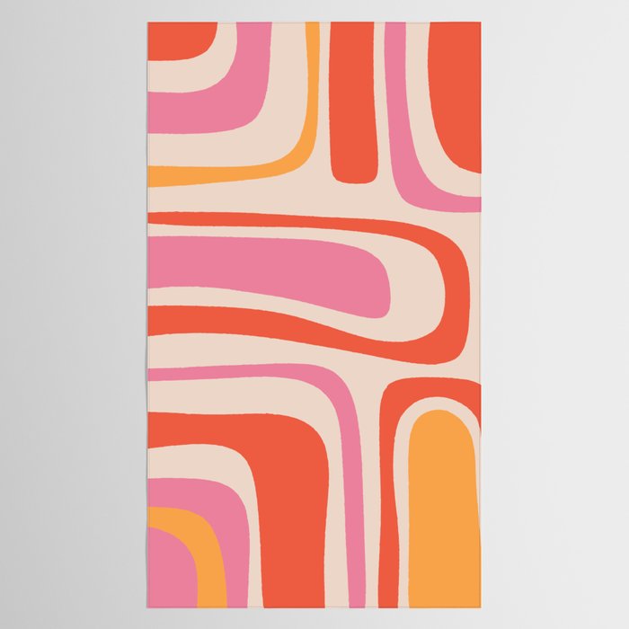 Palm Springs Retro Mid-Century Modern Abstract Minimalist Pattern Pink Orange Tablecloth Gallery Image 2