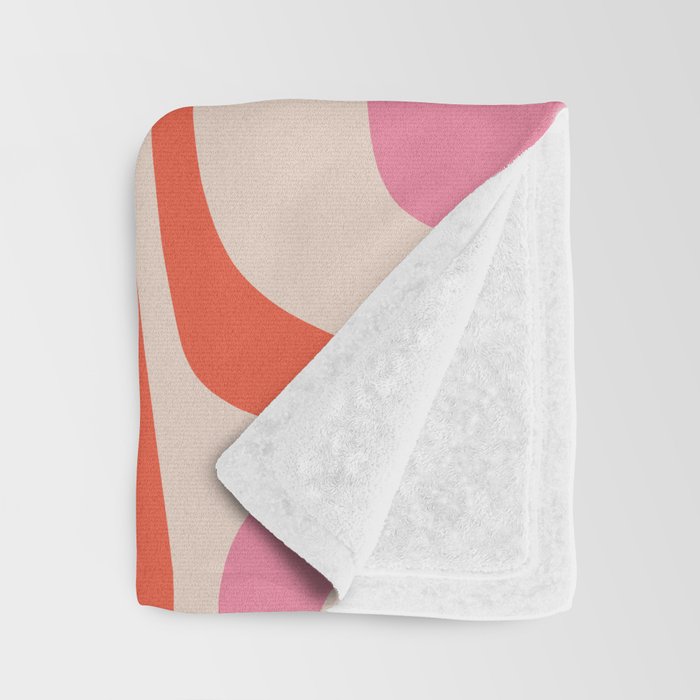 Palm Springs Retro Mid-Century Modern Abstract Minimalist Pattern Pink Orange Throw Blanket Gallery Image 3