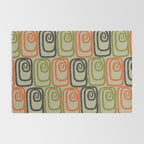 Midcentury Twist Abstract Pattern Olive Green Orange Charcoal  Rug Gallery Image 2