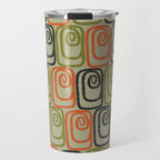 Midcentury Twist Abstract Pattern Olive Green Orange Charcoal  Travel Mug Gallery Image 1