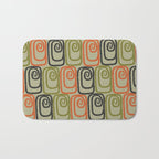 Midcentury Twist Abstract Pattern Olive Green Orange Charcoal  Bath Mat Gallery Image 1
