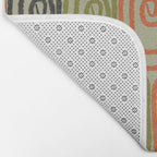 Midcentury Twist Abstract Pattern Olive Green Orange Charcoal  Bath Mat Gallery Image 2