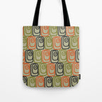 Midcentury Twist Abstract Pattern Olive Green Orange Charcoal  Tote Bag Gallery Image 1